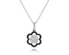 ESTATE .52CT WHITE & BLACK DIAMOND 14K WHITE GOLD 3D CLASSIC FLOWER LOVE PENDANT