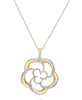 .24CT DIAMOND 14KT YELLOW GOLD 3D THREE LEAF CLOVER OPEN FILIGREE FLOWER PENDANT