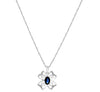 ESTATE .59CT DIAMOND & AAA SAPPHIRE 14KT WHITE GOLD 3D FLOWER FUN LOVE PENDANT