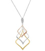 ESTATE .19CT ROUND DIAMOND 14KT TRI COLOR GOLD 3D TRIPLE TEAR DROP FUN PENDANT