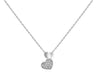 ESTATE .15CT ROUND CUT DIAMOND 14K WHITE GOLD DOUBLE HEART LOVE FLOATING PENDANT