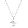 ESTATE .11CT ROUND CUT DIAMOND 14KT WHITE GOLD 3D HAPPY DOLPHIN FUN PENDANT