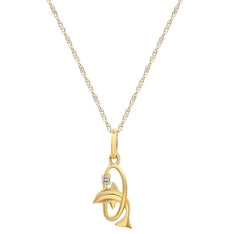 ESTATE .02CT ROUND CUT DIAMOND 14KT YELLOW GOLD 3D HAPPY DOLPHIN FUN PENDANT