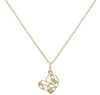 ESTATE .02CT ROUND DIAMOND 14KT YELLOW GOLD 3D OPEN HEART FILIGREE LOVE PENDANT