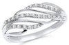 ESTATE .15CT DIAMOND 14KT WHITE GOLD 3D CLASSIC MULTI ROW LEAF FUN RING