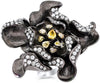 3.09CT WHITE & MULTI COLOR DIAMOND 18KT WHITE & BLACK GOLD HANDCRAFTED ROSE RING