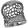 ESTATE LARGE .54CT DIAMOND 18KT BLACK GOLD 3D SPIDERWEB PAVE FUN RING