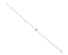 ESTATE .16CT DIAMOND 14KT WHITE GOLD 3D SHOOTING STAR FUN CHARM BRACELET