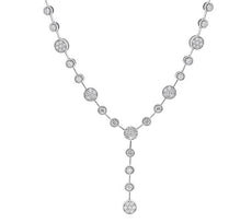 1.75CT DIAMOND 18KT WHITE GOLD 3D MULTI FLOWER BY THE YARD LARIAT FUN NECKLACE