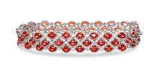 17.41CT DIAMOND & AAA ORANGE SAPPHIRE 18KT WHITE GOLD MULTI ROW TENNIS BRACELET