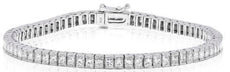 6.70CT PRINCESS DIAMOND 14K WHITE GOLD CLASSIC CHANNEL INVISIBLE TENNIS BRACELET