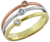 ESTATE .11CT DIAMOND 14KT TRI COLOR GOLD CLASSIC ROUND 3 STONE ETOILE FUN RING