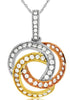 ESTATE .50CT DIAMOND 14KT TRI COLOR GOLD CIRCLE OF LIFE TRINITY FLOATING PENDANT
