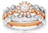 0.61CT DIAMOND 14K WHITE & ROSE GOLD INFINITY HALO ENGAGEMENT WEDDING INSERT RING