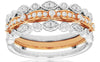 0.34CT DIAMOND 14KT WHITE & ROSE GOLD 3D 3 ROW FILIGREE INSERT ANNIVERSARY RING