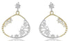 EXTRA LARGE 8.84CT DIAMOND 18KT 2 TONE GOLD CLUSTER TEAR DROP HANGING EARRINGS