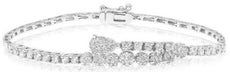 1.60CT DIAMOND 18KT WHITE GOLD 3D ROUND PAVE PEAR SHAPE FUN TENNIS BRACELET