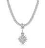 ESTATE LARGE 3.61CT DIAMOND 18KT WHITE GOLD 3D CLASSIC SNOWFLAKE FLOWER NECKLACE