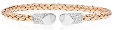 .74CT DIAMOND 18KT WHITE & ROSE GOLD 3D MESH FLEXIBLE FUN CUFF BANGLE BRACELET
