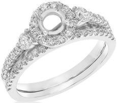.76CT DIAMOND 14KT WHITE GOLD 3D ROUND SEMI MOUNT ENGAGEMENT WEDDING RING SET