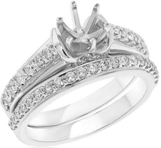 .78CT DIAMOND 14KT WHITE GOLD 3D ROUND SEMI MOUNT ENGAGEMENT WEDDING RING SET