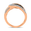 LARGE 1.37CT WHITE & MOCHA DIAMOND 14KT ROSE GOLD MULTI ROW LOVE KNOT FUN RING