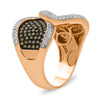 LARGE 1.37CT WHITE & MOCHA DIAMOND 14KT ROSE GOLD MULTI ROW LOVE KNOT FUN RING