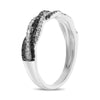 WIDE .51CT WHITE & BLACK DIAMOND 14KT WHITE GOLD 3D MULTI ROW ROPE LOVE RING