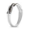 .44CT WHITE & MOCHA DIAMOND 14KT WHITE GOLD 3D MULTI ROW ROPE ANNIVERSARY RING