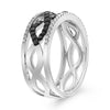 .56CT WHITE & BLACK DIAMOND 14KT WHITE GOLD ROPE SEMI ETERNITY ANNIVERSARY RING