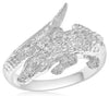 ESTATE WIDE .29CT DIAMOND 18KT WHITE GOLD 3D ALLIGATOR FUN RING
