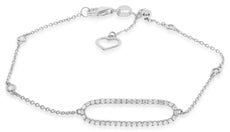 .39CT DIAMOND 14KT WHITE GOLD CLASSIC OPEN OVAL BY THE YARD HEART LOVE BRACELET