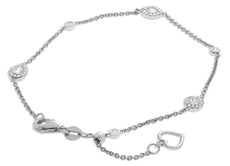 .34CT DIAMOND 14K WHITE GOLD 3D MULTI SHAPE HALO BY THE YARD HEART LOVE BRACELET