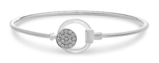 ESTATE .16CT DIAMOND 14KT WHITE GOLD 3D CLUSTER LOVE KNOT BUCKLE BANGLE BRACELET