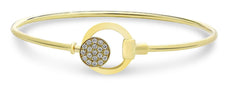 ESTATE .16CT DIAMOND 14K YELLOW GOLD 3D CLUSTER LOVE KNOT BUCKLE BANGLE BRACELET