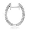 1.22CT DIAMOND 14KT WHITE GOLD THREE ROW INSIDE OUT HOOP HUGGIE HANGING EARRINGS