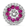 ESTATE .74CT DIAMOND & AAA PINK SAPPHIRE 14KT WHITE GOLD 3D FLOWER STUD EARRINGS