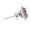 ESTATE .74CT DIAMOND & AAA PINK SAPPHIRE 14KT WHITE GOLD 3D FLOWER STUD EARRINGS