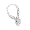 ESTATE .92CT DIAMOND 14KT WHITE GOLD 3D ROUND HALO LEVERBACK HANGING EARRINGS