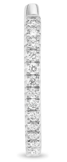 ESTATE .12CT DIAMOND 14KT WHITE GOLD 3D CLASSIC HOOP HANGING EARRINGS