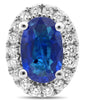 ESTATE 1.26CT DIAMOND & AAA SAPPHIRE 18KT WHITE GOLD OVAL & ROUND STUD EARRINGS