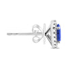 ESTATE 1.26CT DIAMOND & AAA SAPPHIRE 18KT WHITE GOLD OVAL & ROUND STUD EARRINGS