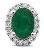 ESTATE 1.11CT DIAMOND & AAA EMERALD 18KT WHITE GOLD OVAL & ROUND STUD EARRINGS