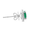 ESTATE 1.11CT DIAMOND & AAA EMERALD 18KT WHITE GOLD OVAL & ROUND STUD EARRINGS