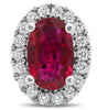 ESTATE 1.44CT DIAMOND & AAA RUBY 18KT WHITE GOLD 3D OVAL & ROUND STUD EARRINGS