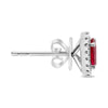 ESTATE 1.44CT DIAMOND & AAA RUBY 18KT WHITE GOLD 3D OVAL & ROUND STUD EARRINGS
