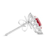 ESTATE 1.38CT DIAMOND & AAA RUBY 18KT WHITE GOLD 3D OVAL & ROUND STUD EARRINGS