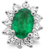 ESTATE 1.20CT DIAMOND & AAA EMERALD 18K WHITE GOLD 3D OVAL & ROUND STUD EARRINGS