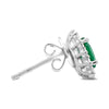 ESTATE 1.20CT DIAMOND & AAA EMERALD 18K WHITE GOLD 3D OVAL & ROUND STUD EARRINGS