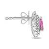 1.36CT DIAMOND & AAA PINK SAPPHIRE 18KT WHITE GOLD PEAR SHAPE HALO STUD EARRINGS